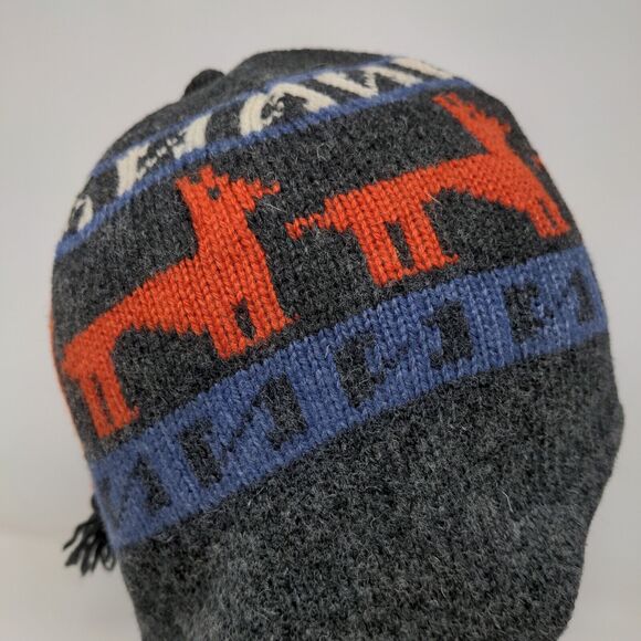 Unbranded Men's Knit Beanie Hat Gray OSFM Wool Blend Lined Llama Pattern - Picture 6 of 12
